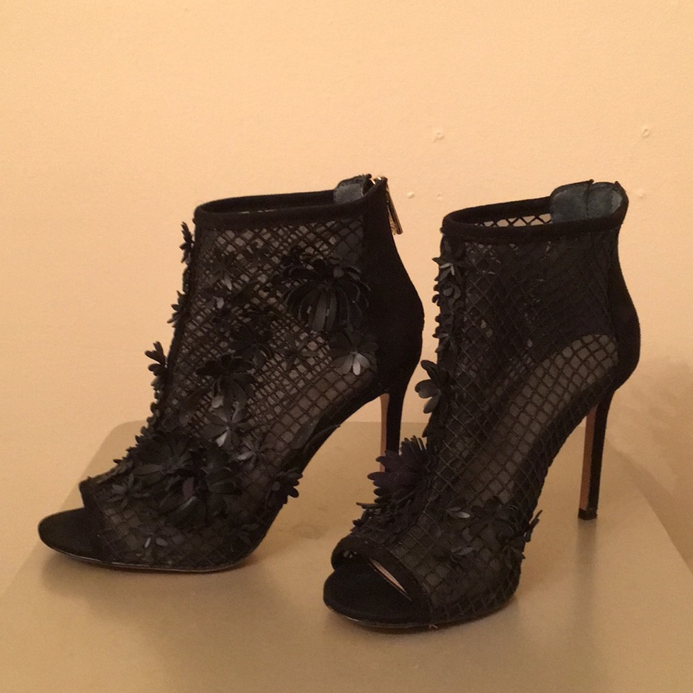 Jessica Simpson Lace & Flower Peep Toe Booties